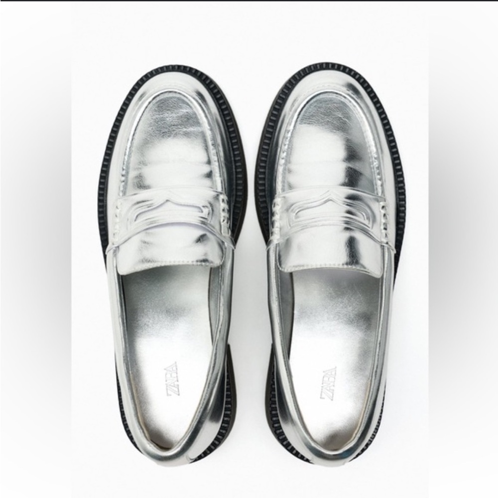 Zara Silver Loafers